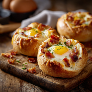 Read more about the article Frühstücksbrötchen mit Ei, Bacon und Käse – Herzhaft & Einfach
