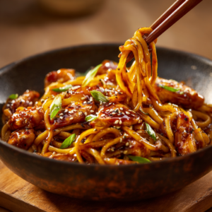 Read more about the article Sticky Garlic Chicken Noodles – Schnell & voller Geschmack