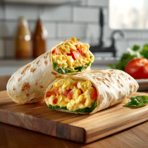 Read more about the article Frühstückswrap mit Ei, Käse und Tomaten – Schnell & sättigend
