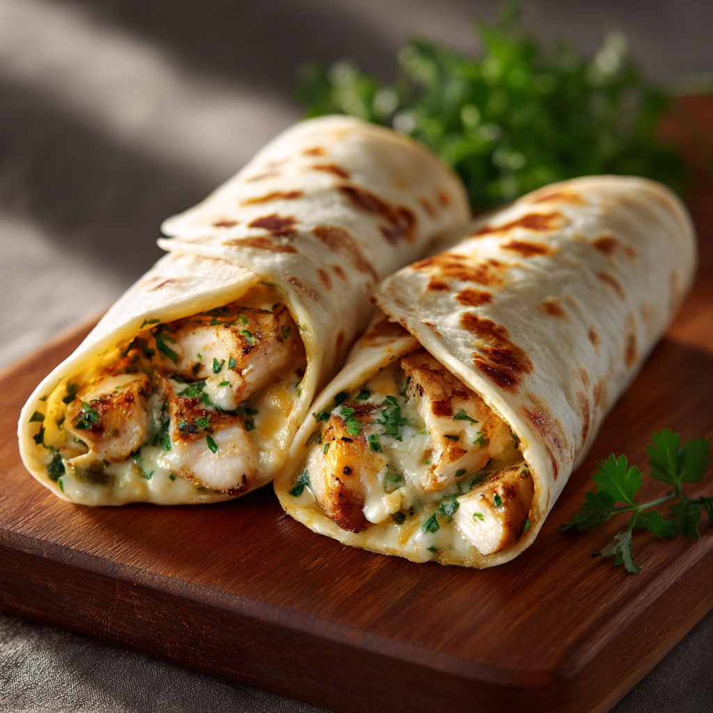 You are currently viewing Schnelle Käse-Knoblauch-Hähnchen-Wraps – Einfach & herzhaft