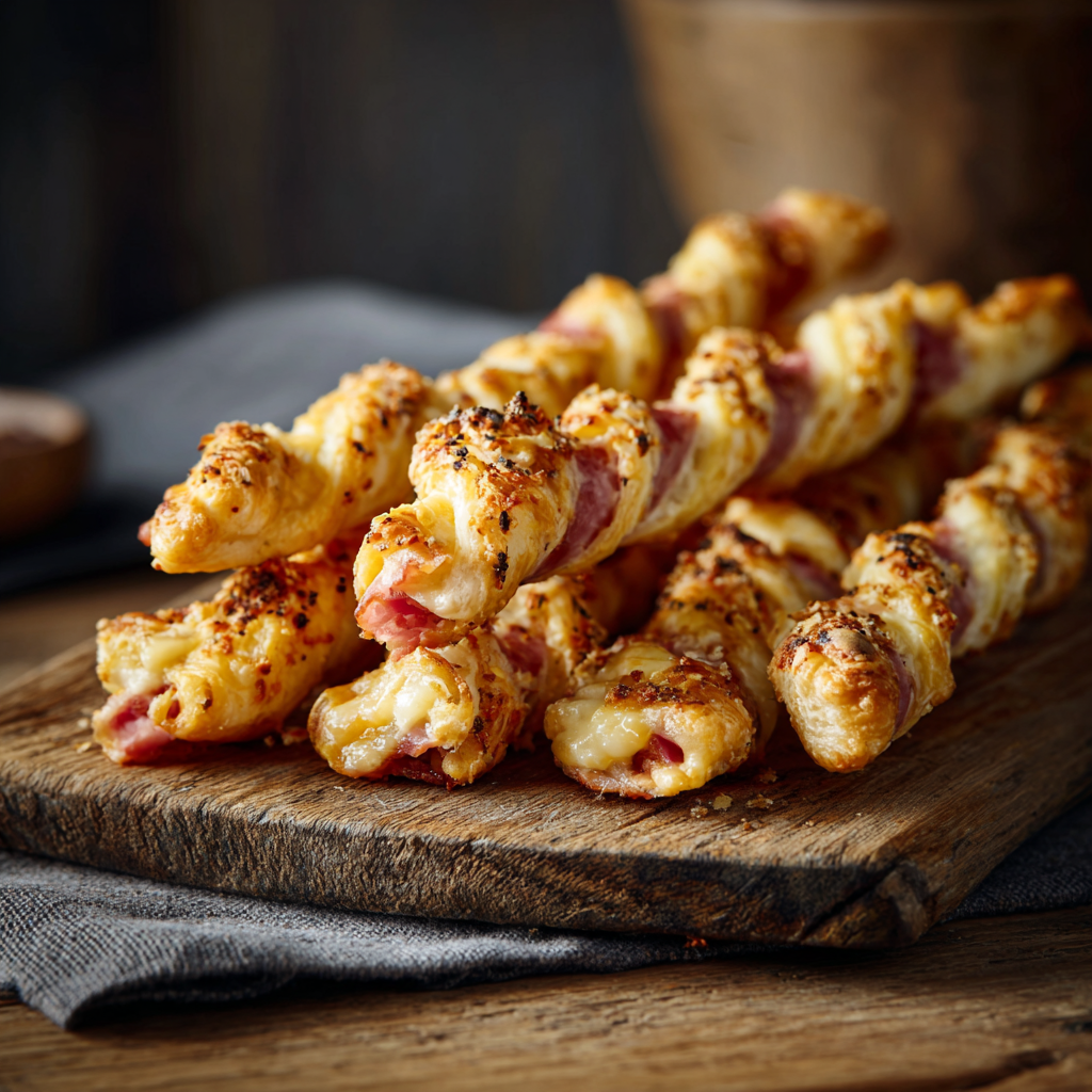 You are currently viewing Blätterteig-Stangen mit Schinken und Käse – Nur 4 Zutaten & super knusprig