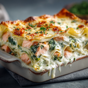 Read more about the article Lachs-Spinat-Lasagne mit Sahnesoße – Cremiges Ofengericht