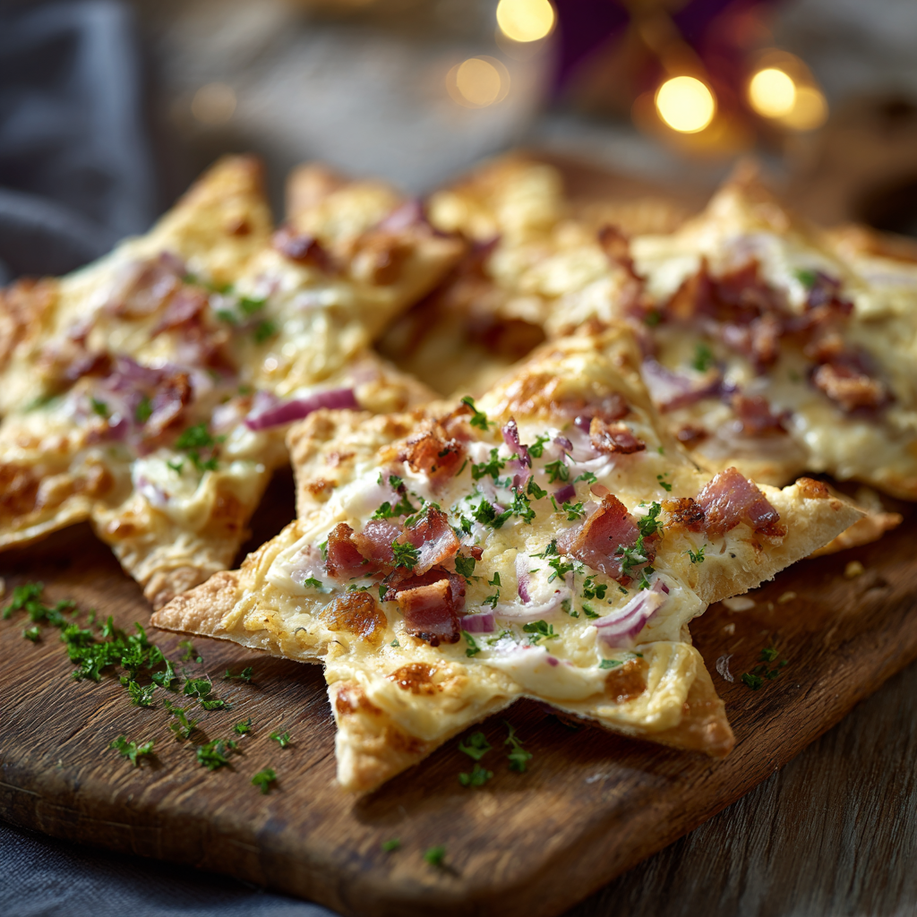You are currently viewing Flammkuchen-Sterne – Knuspriges Fingerfood für Party & Buffet