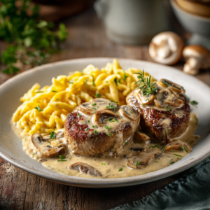 Read more about the article Medaillons in Champignon-Rahmsoße mit Spätzle – Klassisches Rezept