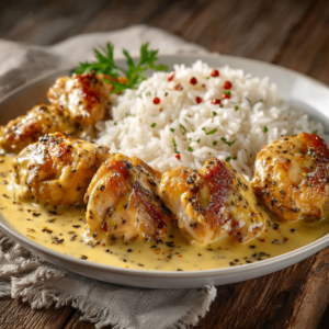 Read more about the article Honig-Senf-Hähnchen mit Reis – Cremig, Mild & Schnell Gemacht