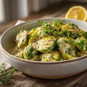 Read more about the article Rosenkohl in Frischkäse-Senfsauce – Cremig, Würzig & Blitzschnell (20-Min-Rezept)