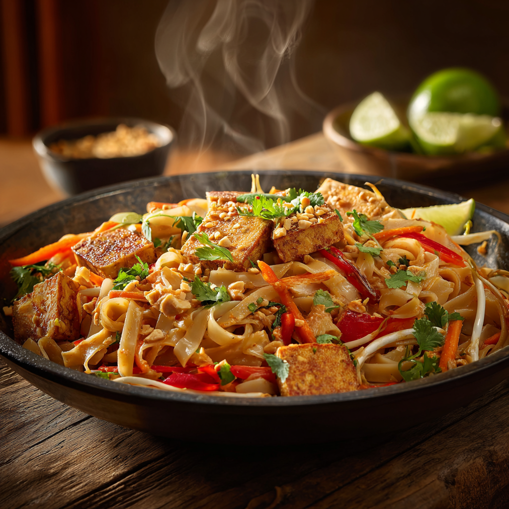 You are currently viewing Tofu Pad Thai mit Erdnusssauce – vegan, cremig & in 30 Min!
