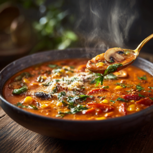 Read more about the article Vegane Pizzasuppe Rezept | Cremig, Low Carb & Blitzschnell (One-Pot)