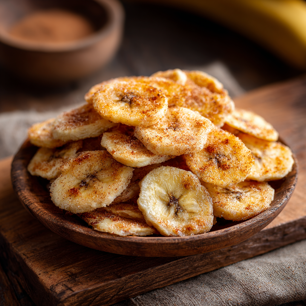 You are currently viewing Zucker-Zimt-Bananenchips selber machen – Knuspriger Ofen-Snack